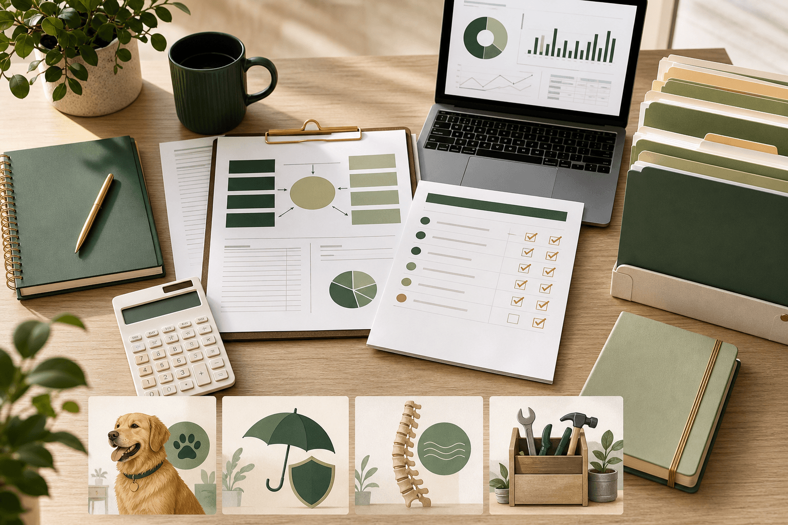 Organized financial planning materials for service businesses